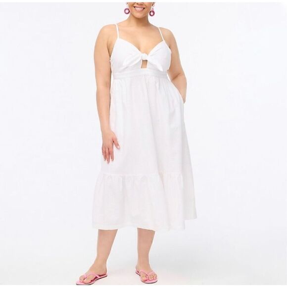 J.Crew Dresses & Skirts - J. Crew Factory Women’s White Seersucker Tie Front Midi Dress